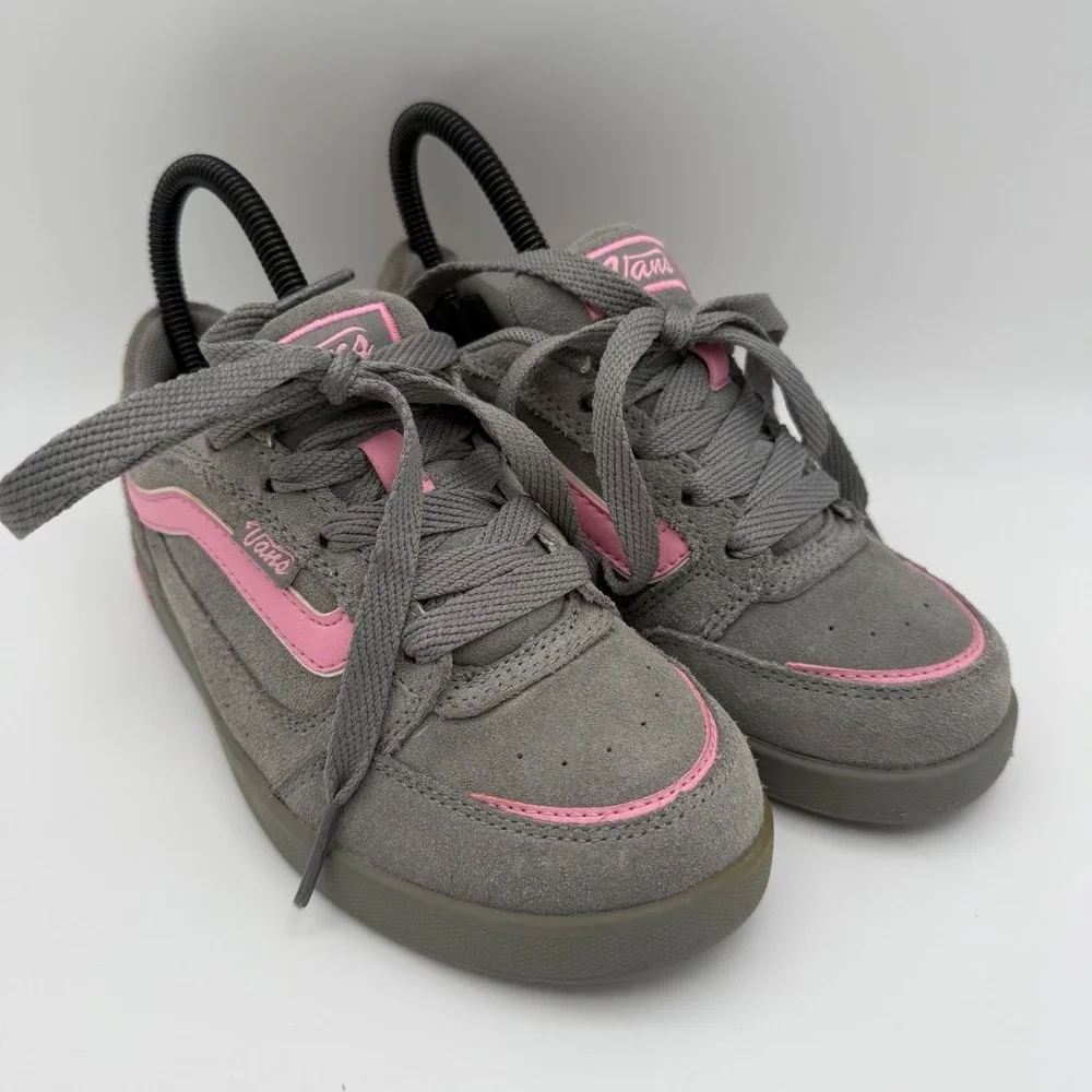 Youth Kids Vans Basha Pink Gray Suede Vintage Y2K Low-Top Skate Shoes Size 5